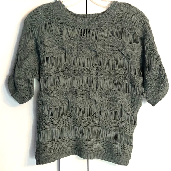 a+ro gray open knit short sleeve sweater sz S - Picture 1 of 5
